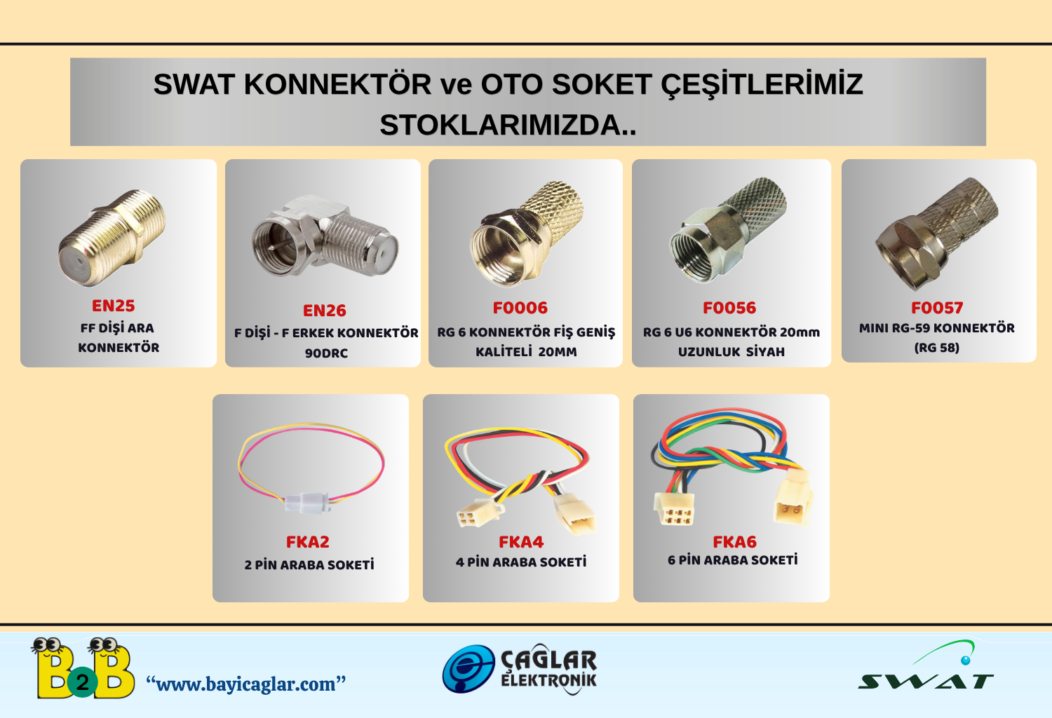 SWAT KONNEKTÖR VE OTO SOKET ÇEŞİTLERİ STOKLARIMIZDA...