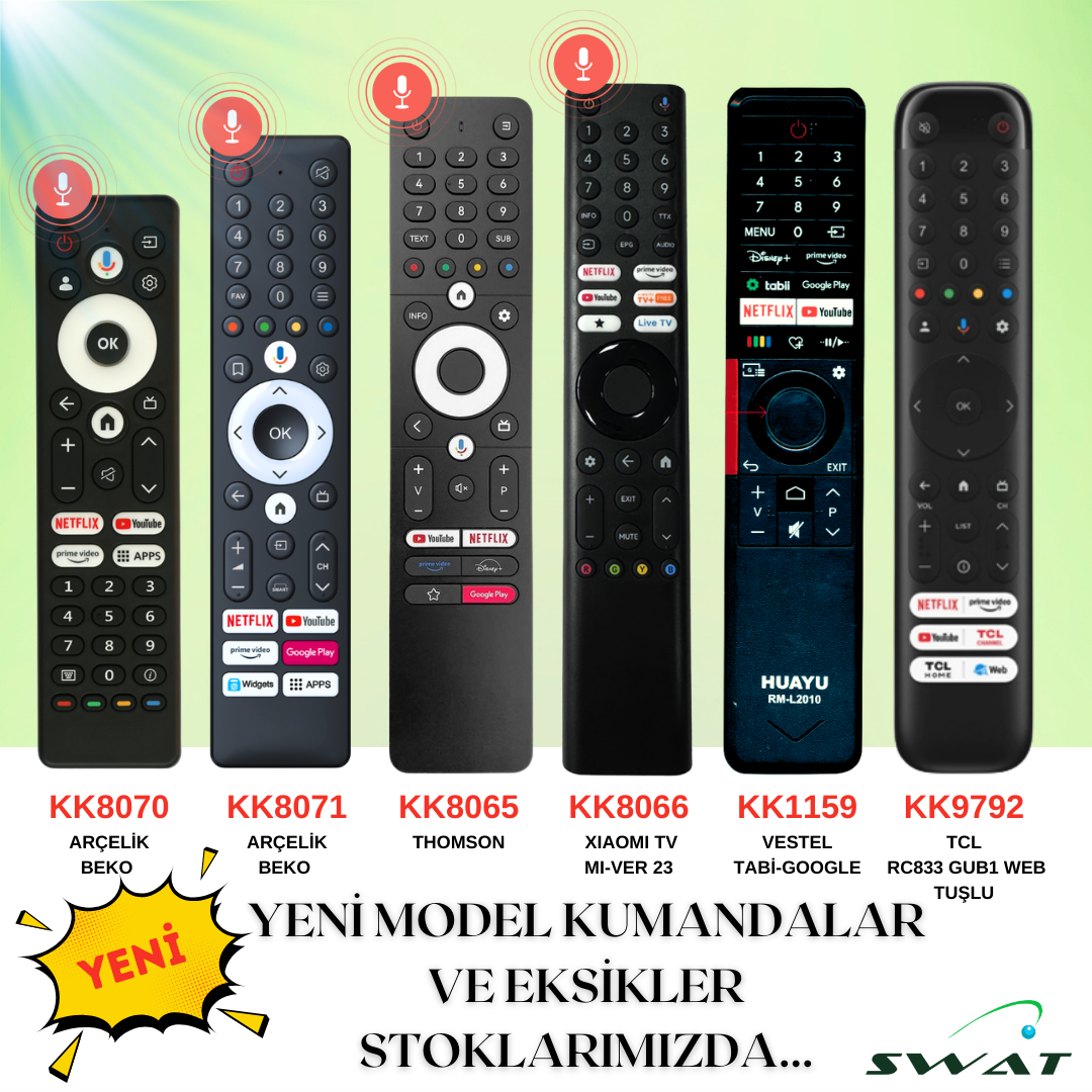 YENİ MODEL KUMANDALAR VE EKSİLEN ÇEŞİTLER STOKLARIMIZA GELMİŞTİR...