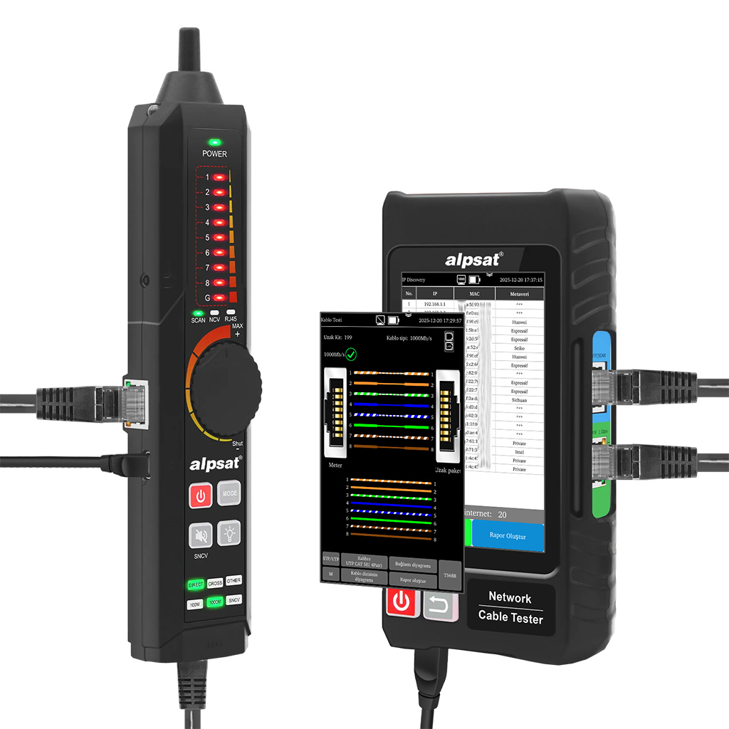 ÇOK FONKSİYONLU  RJ45 AĞ KABLOSU TEST CİHAZI AS 322