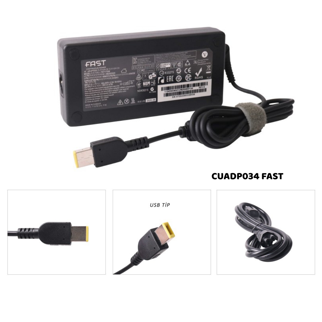 20V 8,5A 170W ADAPTÖR USB TİP LENOVA CUADP034