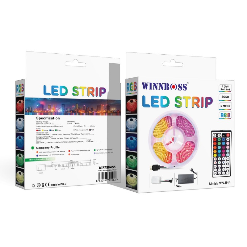 ŞERİT LED SETİ RGB 3 ÇİPLİ  5mt  WN-1144