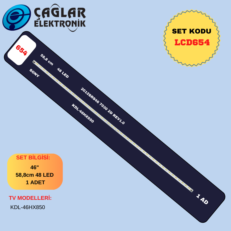 SONY 58,8cm 48 LED TEK ŞERİT  46" KDL46HX850