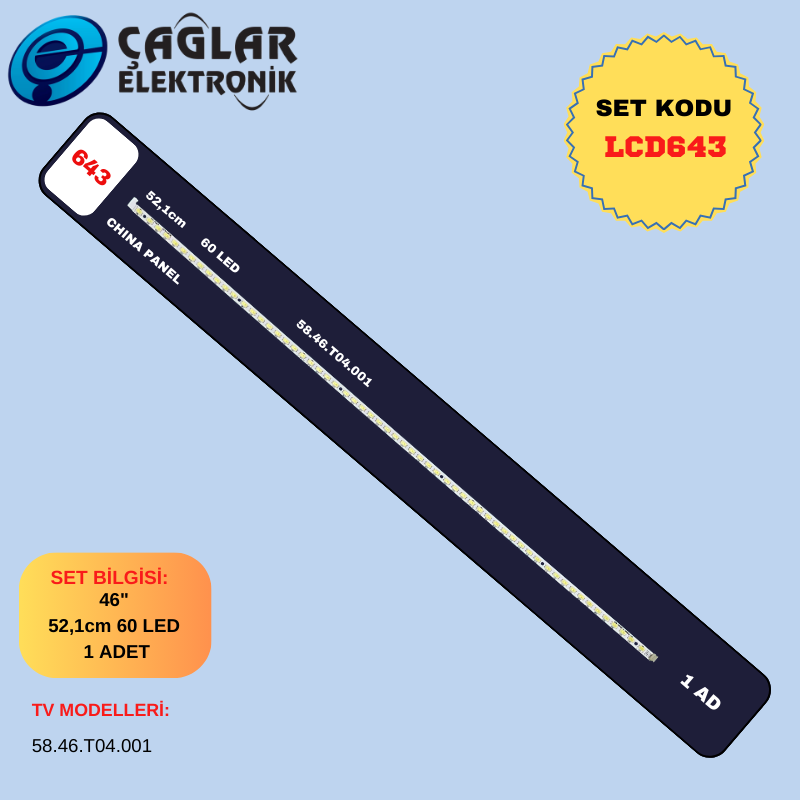 CHINA PANEL  52,1cm 60 LED TEK ŞERİT 46"