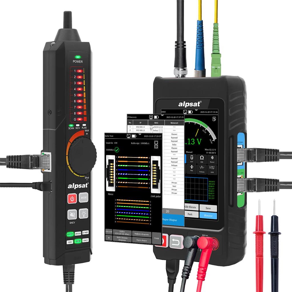 RJ45 AĞ KABLOSU, FİBER KABLO VE ZAYIF AKIM KABLO TEST CİHAZI AS 328